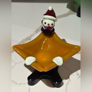 Vintage Murano Clown Made In Italy Glass Figurine Bowl - Hand Blown
